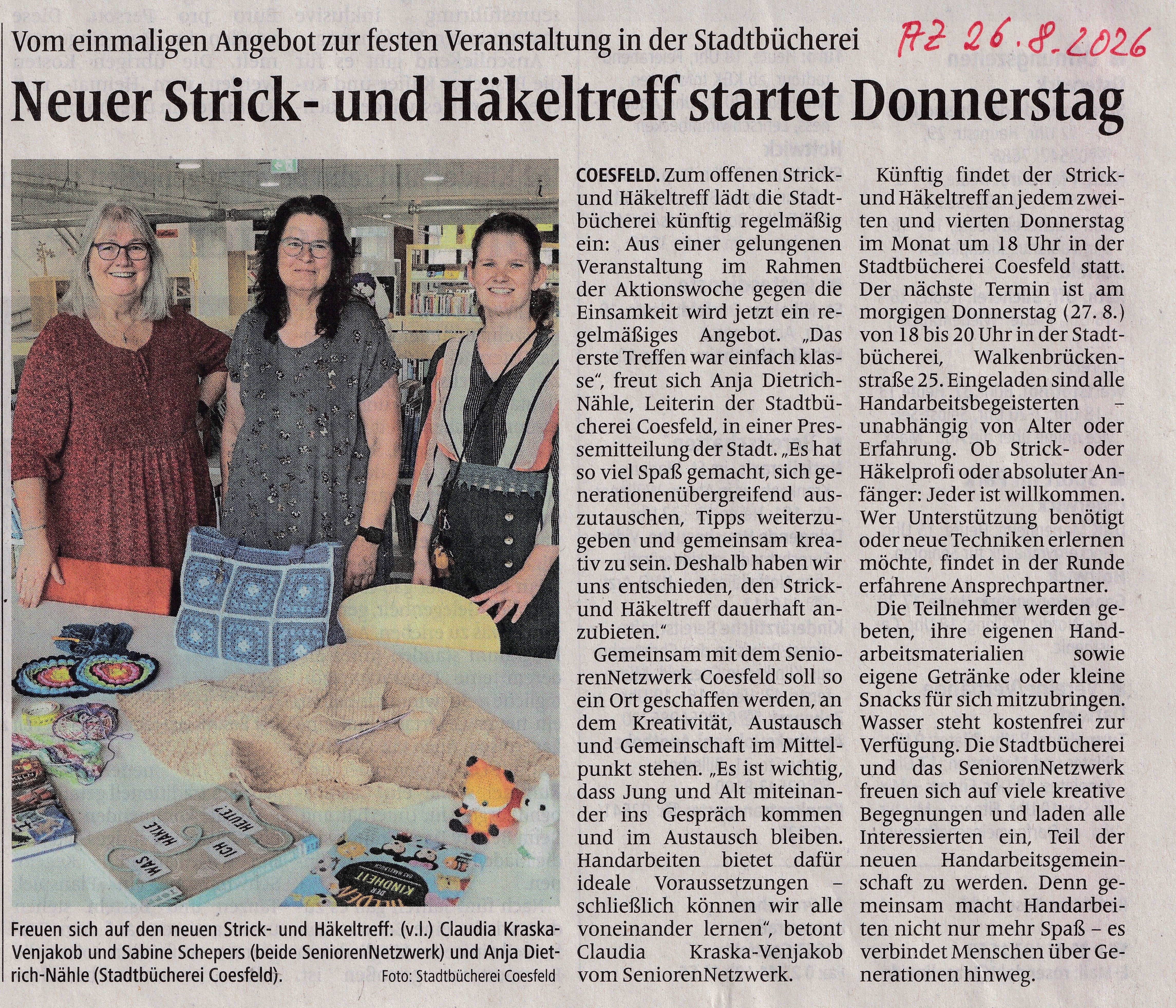 2026 08 26 ff AZ Pressebericht Strick und Haekeltreff